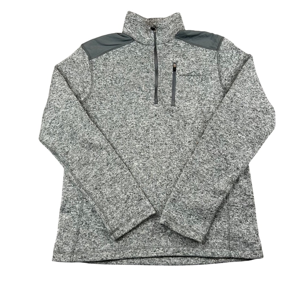 Eddie Bauer Mens Grey Marl Quarter Zip Fleece Outdoor Pullover Sweater M
